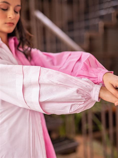 Women's Luxurious Twisted Blush Fuchsia Shirt Dress Online