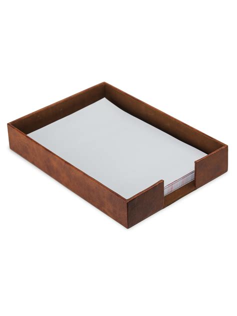 AZYEEA - Leather A4 office Rectangular Paper Tray Stackable Letter ...