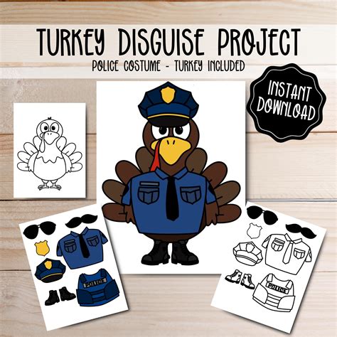 Police Turkey Disguise Printable | Rossy Printable