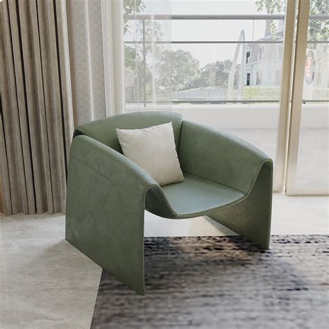 西式-休闲椅 (L850*D900*H780mm, 墨绿色, 布艺)