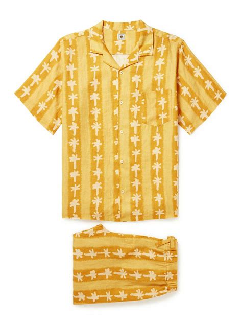 Desmond & Dempsey - Printed Cotton-Voile Pyjama Set - Yellow Desmond ...