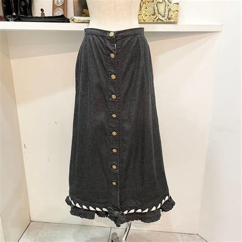 KANEKO ISAO/skirt/ribbon/denim/black/set up/カネコイサオ/スカート/デニム/黒/リボン ...