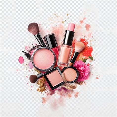 A collage of various cosmetics and makeup | Premium AI-generated image