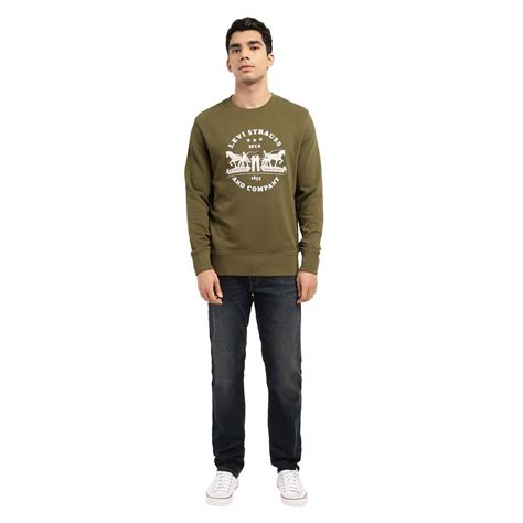 Levi's Men's Cotton Crew Neck Sweatshirt (59638-0154_Dark Olive_S ...