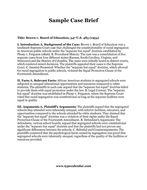 Free Printable Case Brief Templates [PDF, Word]