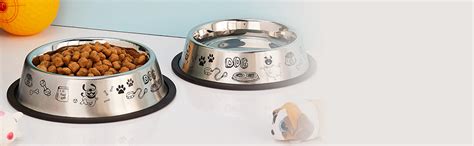 Amazon Basics Stainless Steel Printed Pet Bowl | 700 Ml x 2 | for Dogs ...