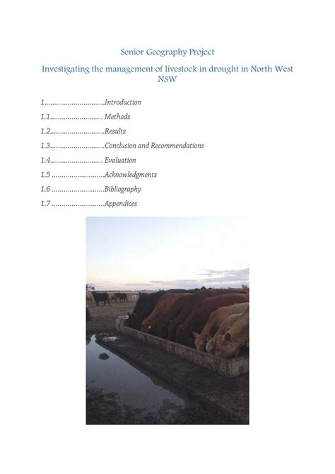 Senior Geography Project on Livestock Management in Drought in NW NSW ...