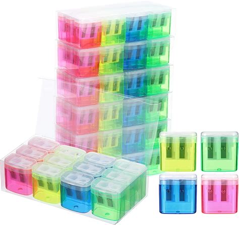 Amazon.com : PATIKIL 144 Pack Manual Pencil Sharpeners, Plastic Double ...