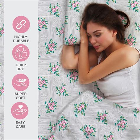 Buy LAYERS Zen Cotton Blend 225TC Floral Print 3Pcs Queen Bedsheet Set ...