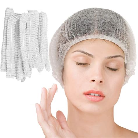 Disposable Bouffant Caps 100 Pcs,21inches Hair Net， Elastic Dust Cap ...