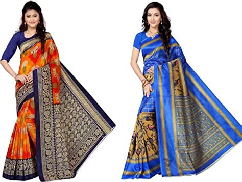 Buy RUNAYA NX Printed Art Silk Saree(TANISHA_VIDHI) PACK OF 2 at Amazon.in