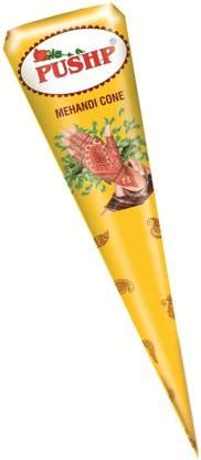 Pushp Henna Mehandi Cone (Golden Rapper) (pack of 12) Natural Mehendi ...