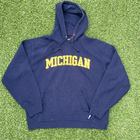 Embroidered Michigan University Hoodie - Depop