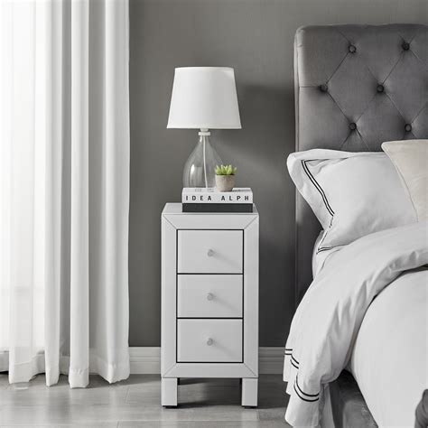 ModernMoments Nekizia Small Slimline 3 Drawer Mirrored Bedside Cabinet ...