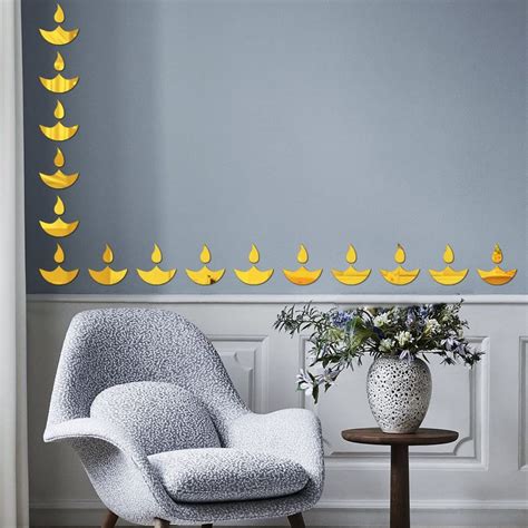 WallDaddy - Self Adhesive Diwali Decoration Stickers (15DiyeGold)| 3D ...