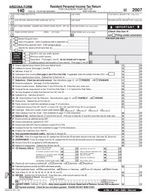 Fillable Online az form 140 2007 Fax Email Print - pdfFiller