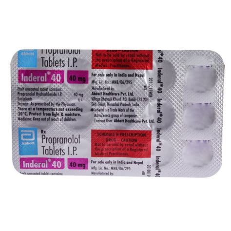 Inderal 40 Tablet | Uses, Side Effects, Price | Apollo Pharmacy