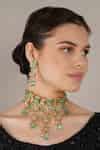 Buy Green Stones, Pearls, Tassels Kundan And Turquoise Embellished ...