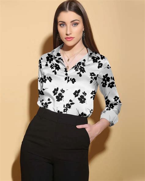 Black Floral Print Satin Shirt – Papachief