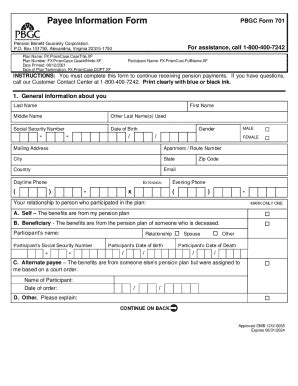 2022-2025 PBGC Form 701 Fill Online, Printable, Fillable, Blank - pdfFiller