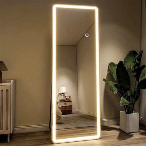 BEAUTYPEAK 64" x 21" LED Rectangular Full Length Mirror Standing Floor ...