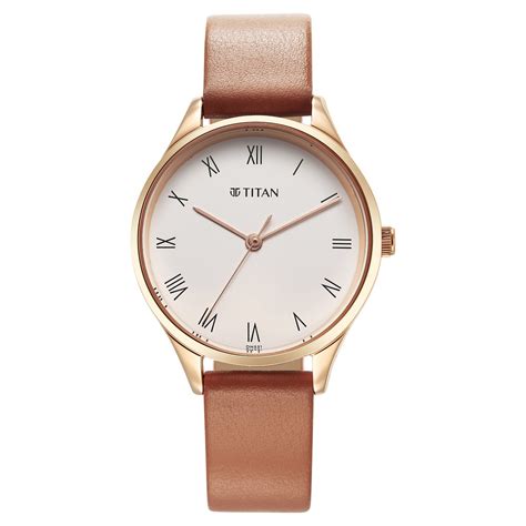 Buy Online Titan Workwear White Dial Leather Strap Watch for Women ...