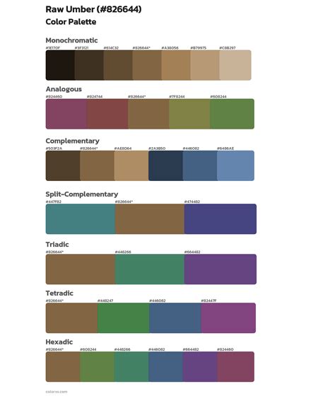 Raw Umber color palettes - colorxs.com