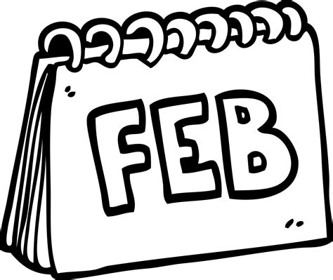 February Clip Art Black And White