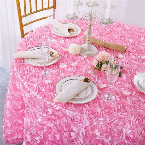 Amazon.com: QueenDream Round Tablecloth 60 inch Pink 3D Floral Table ...
