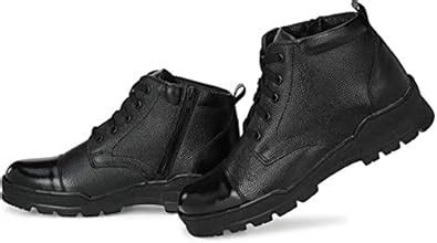 Buy celtica Mens's Pure Leather Black Zipper DMS Shoes Police Army NCC ...