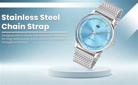 Buy CRESTELLO Stainless Steel Chain Analog Wrist Watch for Men (Blue ...
