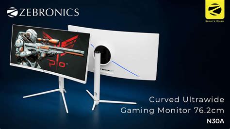 ZEBRONICS 76.2 cm (30 inch) Curved WFHD VA Panel with 300 Nits ...