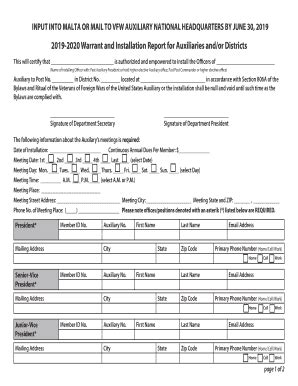 Fillable Online INPUT INTO MALTA OR MAIL TO VFW AUXILIARY NATIONAL ...