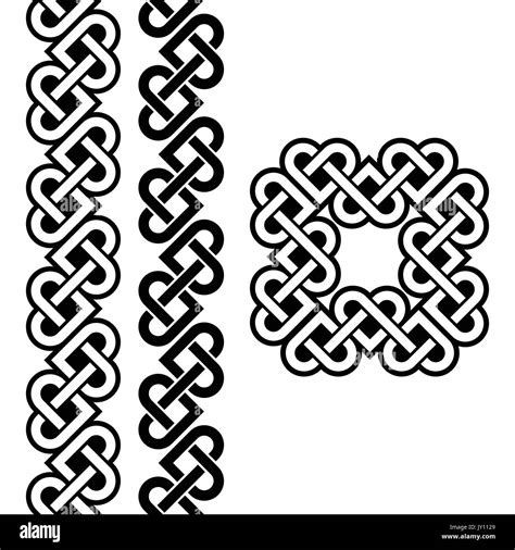 Celtic Irish knots, braids and patterns Vector set of traditional ...