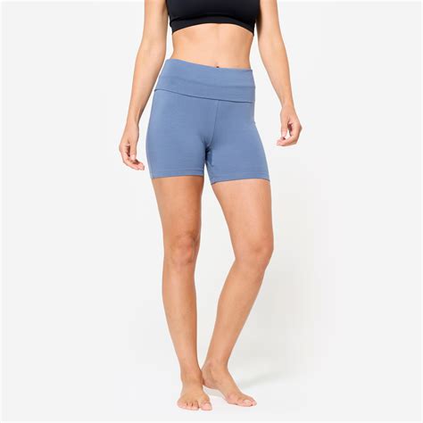 Gentle Yoga Cotton Women's Shorts with Adjustable belts 500- Comet Blue