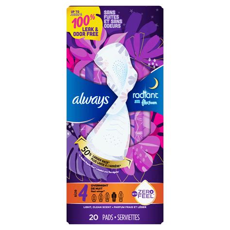 Radiant Pads: Size 4 Overnight With Wings Scented | Always®