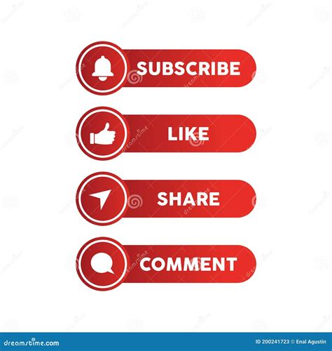 Subscribe, Like, Share And Comment Button Symbol Design For Social ...