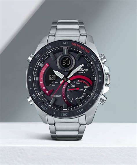 CASIO ECB-900DB-1ADR Edifice ECB-900DB-1ADR Black Dial Silver Stainless ...