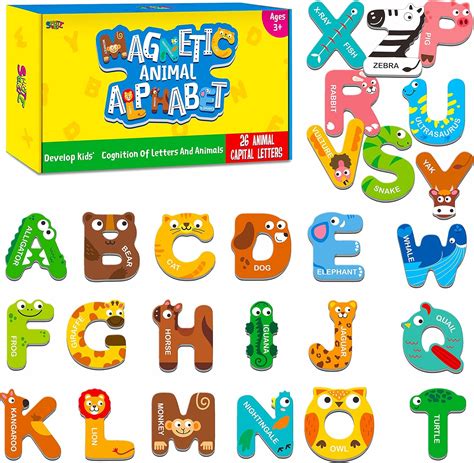 Amazon.com: Large Size Magnetic Letters, Cute Animal Alphabet ABC ...