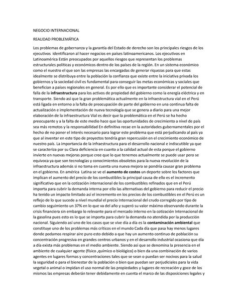 Negocios Internacional - NEGOCIO INTERNACIONAL REALIDAD PROBLEMÁTICA ...