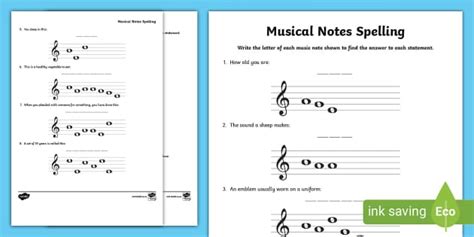Musical Notes Spelling (teacher made) - Twinkl