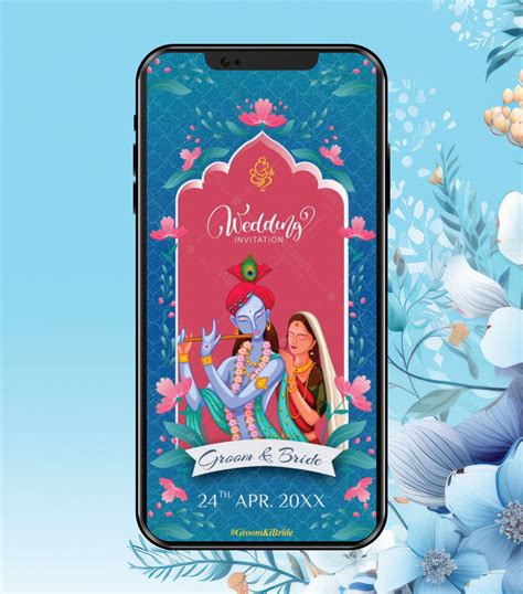 Radha Krishna Wedding Invitation Video | Floral Royal Frame Theme E-In ...