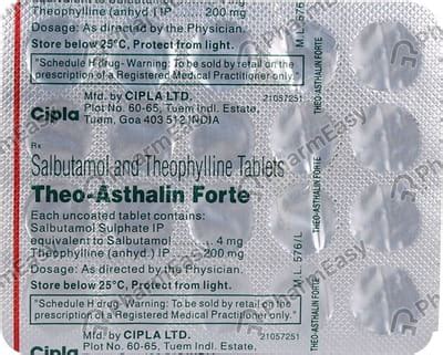 Buy Theo Asthalin Forte Strip Of 20 Tablets Online at Flat 15% OFF ...