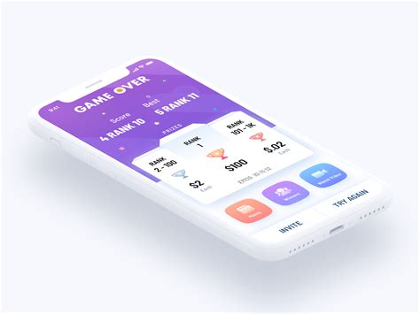 Game over screen on Behance