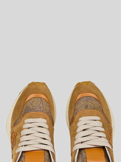 SUEDE AND FABRIC RUNNING SNEAKERS