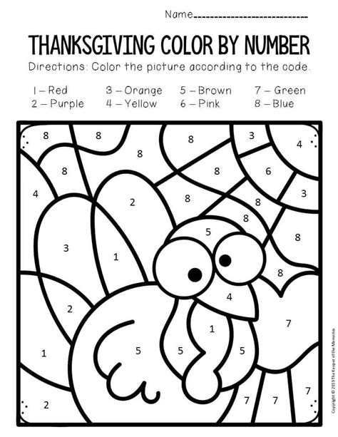 Thanksgiving Color By Number Printable