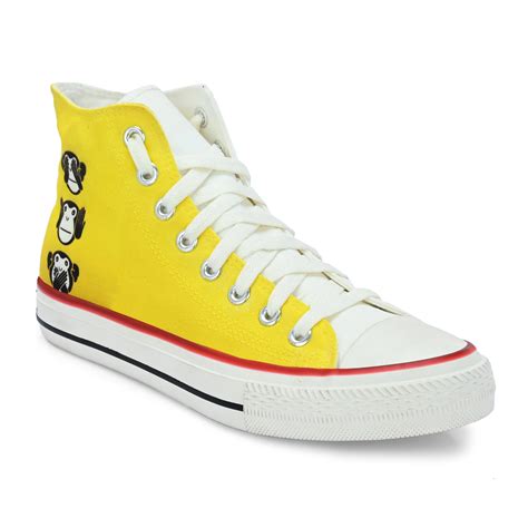 Crowcia London Yellow Monkeys Design High Top Sneakers – crowcialondon