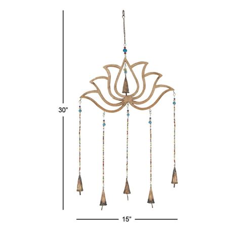 Grayson Lane 30-in Gold Lotus with Glass Beads and Cone Bells Metal ...