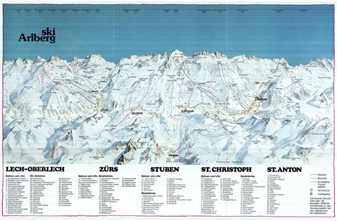 Large detailed old piste map of Ski Arlberg - 1985 | Vorarlberg | Austria | Europe | Mapsland ...