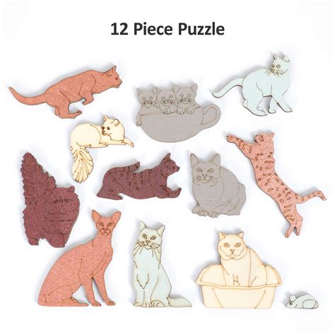 Buy Wooden Tangram Cat Puzzle Brain Teaser Cat Jigsaw Puzzles for Kids ...